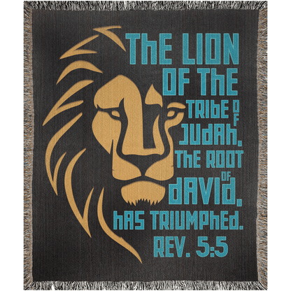 Lion of Judah – Revelation 5:5 Woven Blanket (Black & Gold) - Harmony + Hope