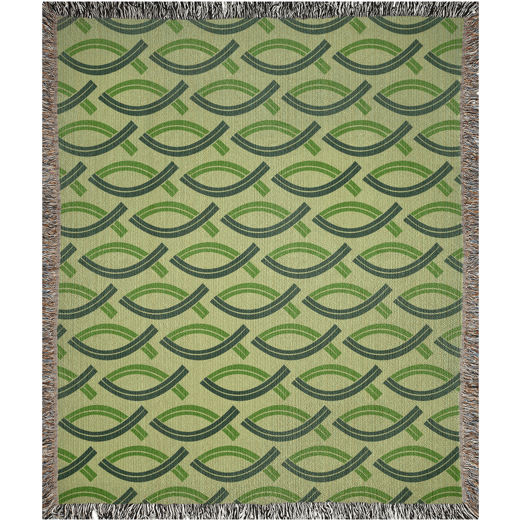 Go and Make Disciples – Jesus Fish Woven Blanket (Bright Green) - Harmony + Hope