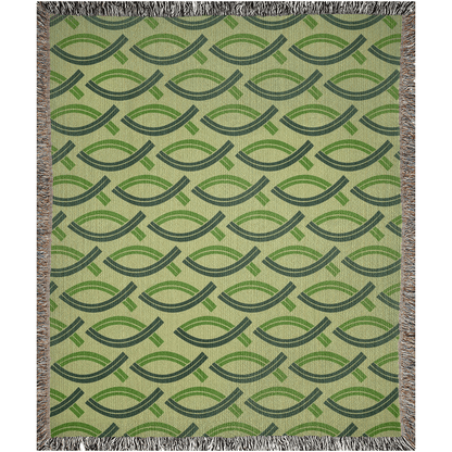 Go and Make Disciples – Jesus Fish Woven Blanket (Bright Green) - Harmony + Hope