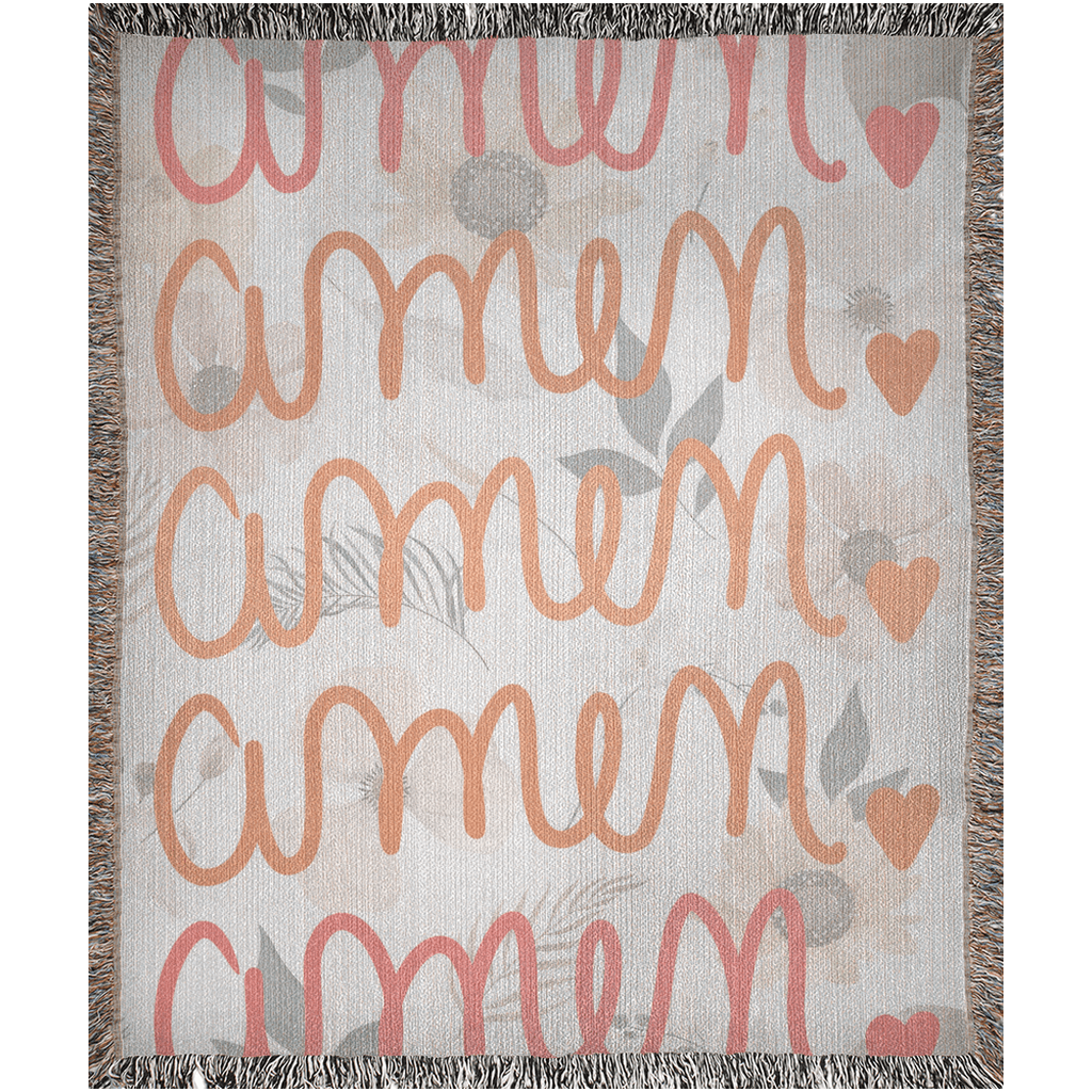 Amen – Floral Christian Woven Blanket with Heart - Harmony + Hope