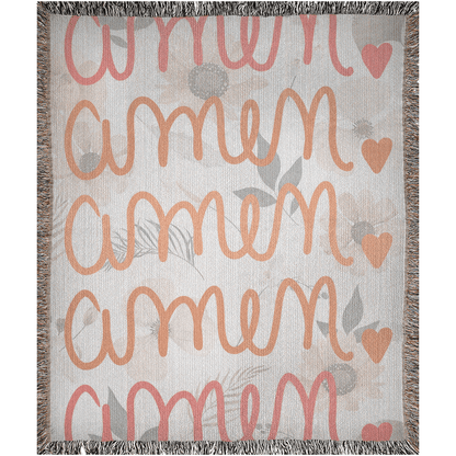 Amen – Floral Christian Woven Blanket with Heart - Harmony + Hope