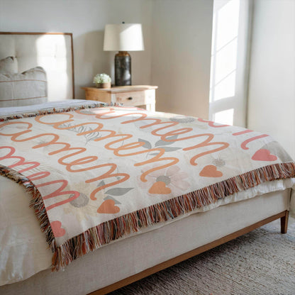 Amen – Floral Christian Woven Blanket with Heart - Harmony + Hope